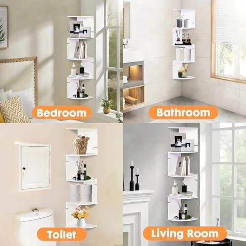 ShellKingdom Corner Shelf Wall Mount, 5 Tier Corner Bookshelf, Floating Display - Image 3