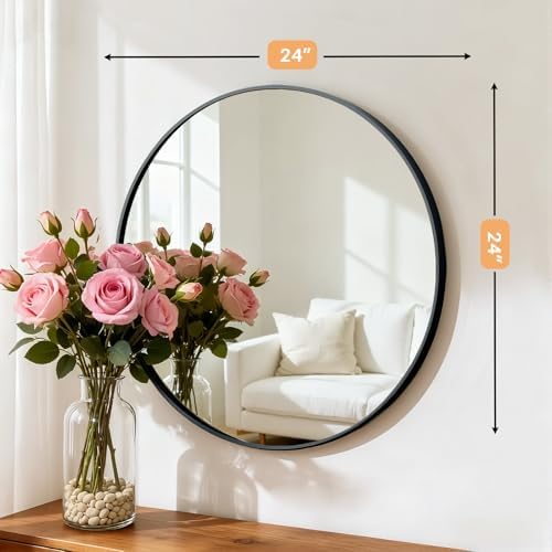 Bathroom Mirror for Wall, 24 Inch Round Mirrors - Image 3