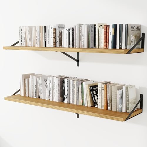 Deep Wall Shelves 55"W x 12"D Engineered Wood Floating Shelves by Venusmiles