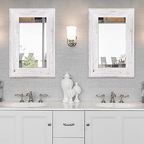 36 x 24 inches Wall Mounted Decorative Mirror, Rustic Wood Framed Rectangular - Image 5