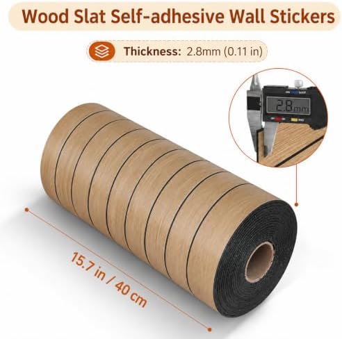 Peel and Stick Wood Slat Wall Panels, 118 x 15.7 in - Image 3