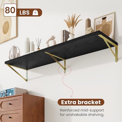 Deep Wall Shelves 55"W x 12"D Engineered Wood Floating Shelves - Image 2