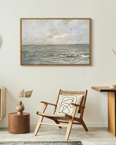 VIYYIEA Ocean Landscape Large Framed Wall Art, Seascape Vintage Paintings Art - Image 2