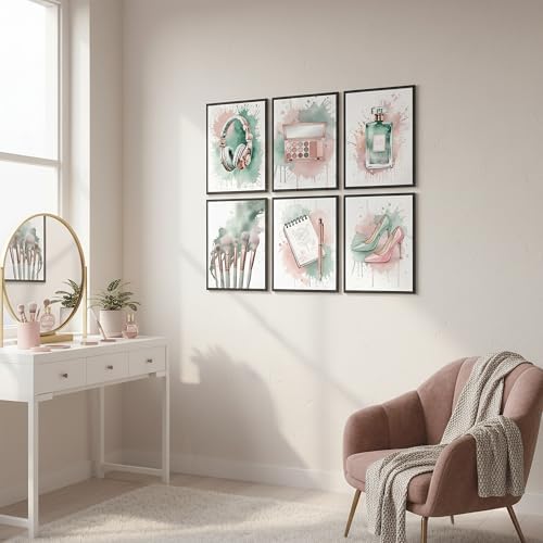 KYSNGMT Makeup Wall Art Pink and Green Fashion Posters Unframed 6 Pcs - Image 4
