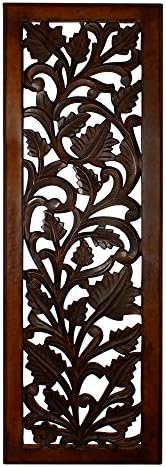 Benjara Hand Crafted Mango Wood Wall Panel, Rectangle Shape by Benjara