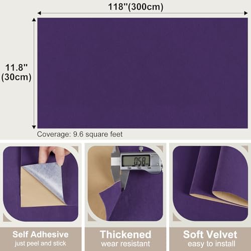 Purple Velvet Drawer Liner Self Adhesive Velvet Flocking Liner - Image 2