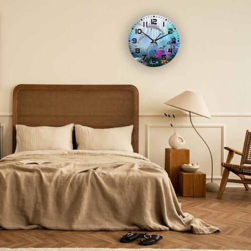 Underwater World wall Clock 10 inch Round Silent Non Ticking Wood Wall Clocks - Image 5