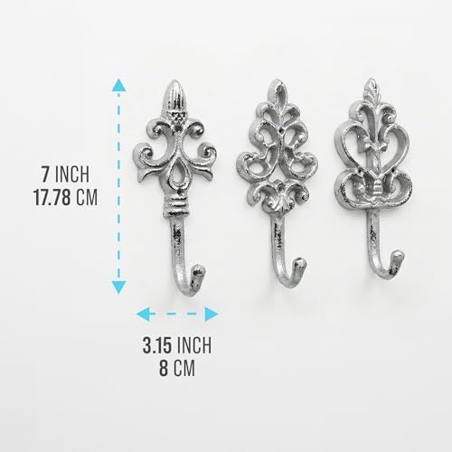 Comfify Silver-Black Cast Iron Wall Hooks Set of 3 – Farmhouse Coat Hooks - Image 3