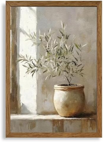 AVECCO Potted Vintage Olive Tree Botanical Wall Art Framed Canvas 20x30 in by Unknown