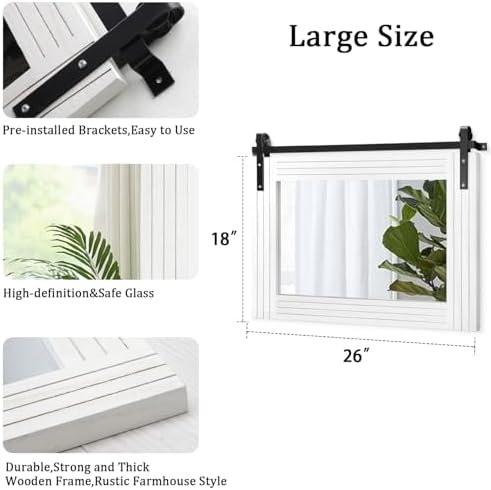 AAZZKANG Farmhouse Wall Mirror Large Rectangle Wood Framed Mirrors Decor - Image 2