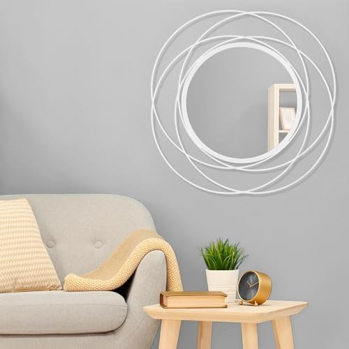 24 inch Round Mirror White, Circle Wall Mirror - Image 3