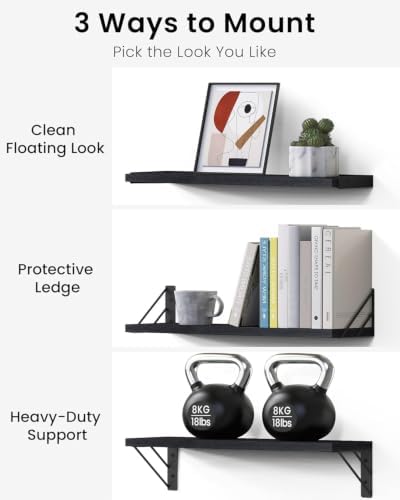 BAYKA Wall Mounted Black Floating Shelves - Image 6