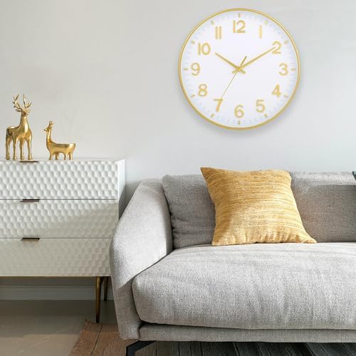HZDHCLH 12 Inch Wall Clock Battery Operated Silent Non Ticking White Modern - Image 4