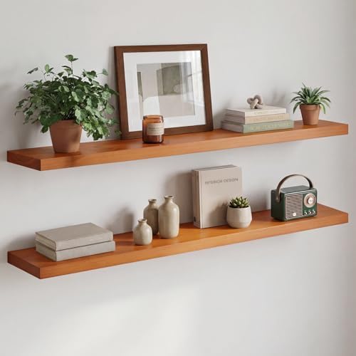 Homeforia 48 Inch Floating Shelves, High-End Solid Pine Wood by Homeforia