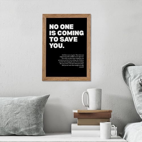 Golden Framed No One Is Coming To Save You Motivational Canvas Wall Art - Image 4