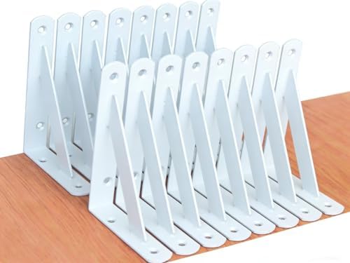 16 Pack L5 x H 3" White Heavy Duty Shelf Brackets by MHMYDZ