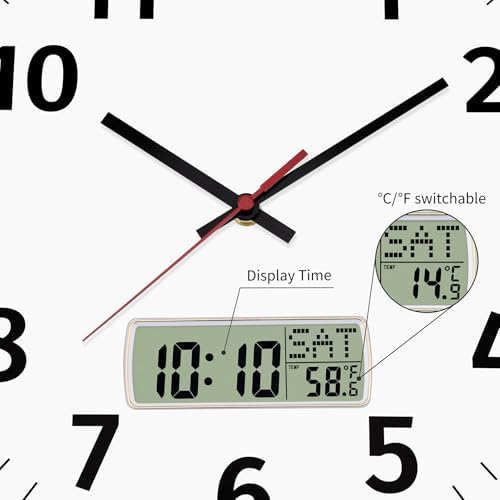 Foxtop 14 Inch Digital and Analog Wall Clock Battery Operated Clock - Image 5