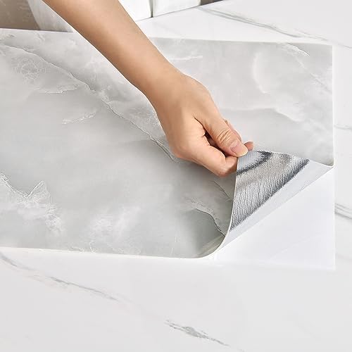 Haimin 3D Wall Panels Peel and Stick Marble Tile Look 10 Pack Waterproof by HaiminHomeDecorWallpaper