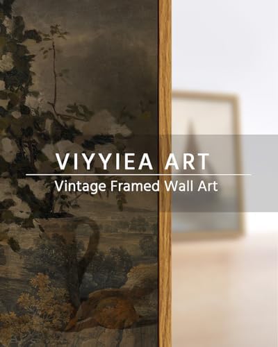 VIYYIEA Vintage Landscape Framed Wall Art, Serene Tree and Mountain Scene - Image 5