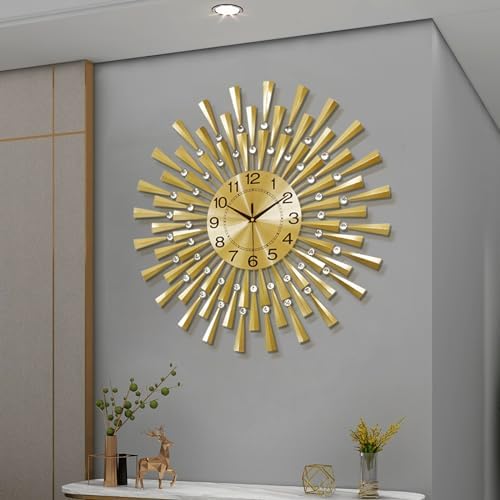 FLEBLE Large Wall Clocks for Living Room Decor Modern Gold Silent Clock by DecorationWallClock