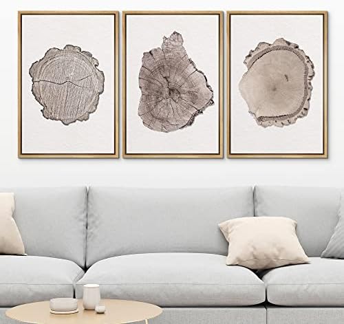 MUDECOR Framed Wall Art Print Set Brown Minimal Wood Ring Tree Closeup Nature - Image 2