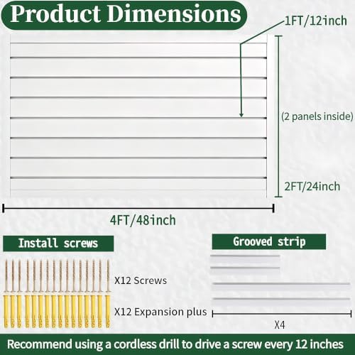 Slat Wall Paneling 4x2 ft Garage Organizer Storage Systems, Heavy Duty PVC - Image 3