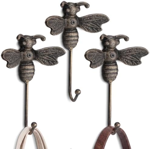 Hicarer 3 Pcs Bee Cast Iron Wall Hooks Hangers by Hicarer