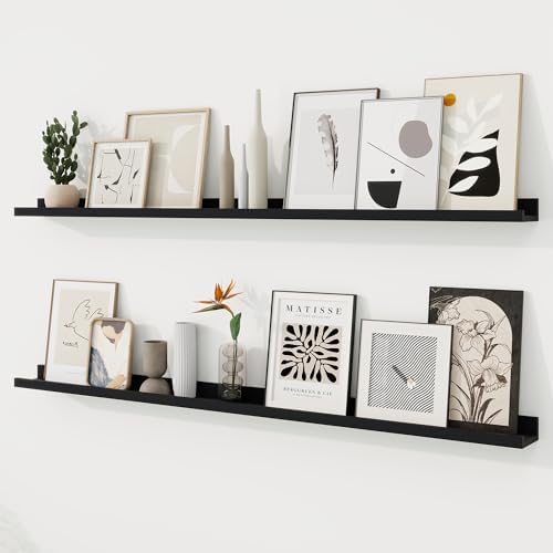 RICHFOCUS Picture Ledge Shelf, 55 inch Floating Shelves Set of 2, Wood Wall by RICHFOCUS