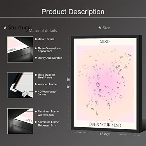 Framed 3 Piece Pink Gradient Aura Spiritual Canvas Wall Art Trippy Positive - Image 6