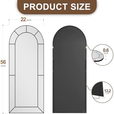 Delma Arched Window Pane Full Length Mirror, Window Mirror - Image 5