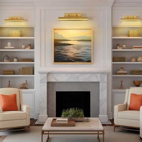 18in Brass Picture Lights Hardwired, 3-Light Gold Modern Picture Light - Image 6