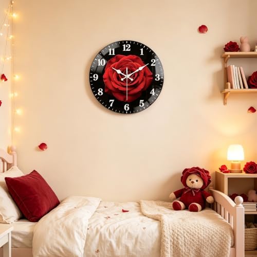 peacoblue Red Rose Wall Clocks Battery Operated - Image 3