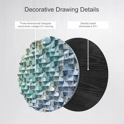LIUZEYUE - Large blue-green-gold patterned triangular wooden block wall art - Image 4