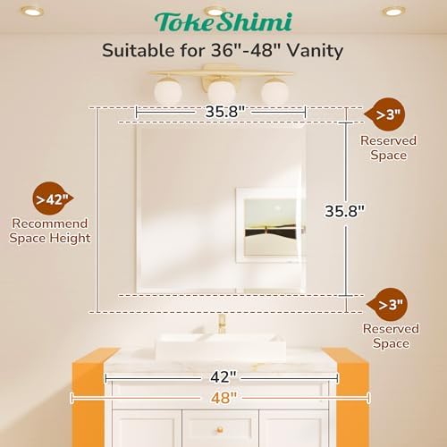 TokeShimi Bathroom Vanity Mirror Frameless - Image 2