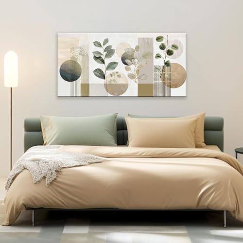 Green Boho Wall Art Minimalist Canvas Green Wall Art Decor - Image 3
