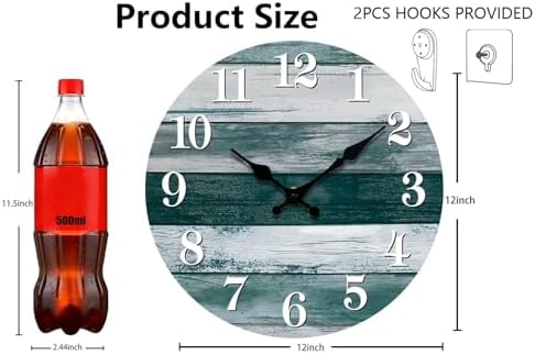 Wall Clock Silent Non-Ticking Wooden Clocks Battery Operated 12 Inch - Image 3