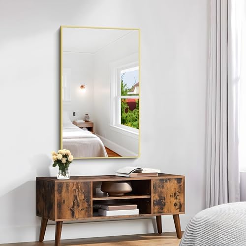 KOCUUY Gold Bathroom Mirror, HD Tempered Glass, Anti-Rust Frame, Modern Design - Image 4