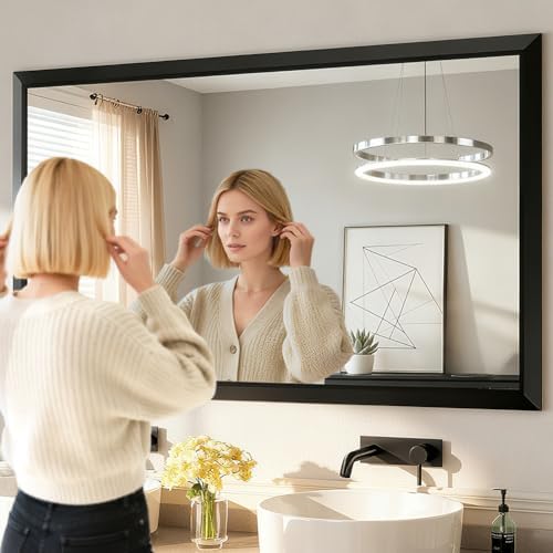 SMIROR 66x36 Matte Black Bathroom Vanity Mirror - Image 2