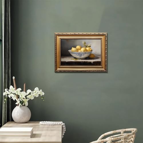 uniro Vintage Gold Framed Wall Art, Vintage Lemons Still Life Canvas Art Prints - Image 5