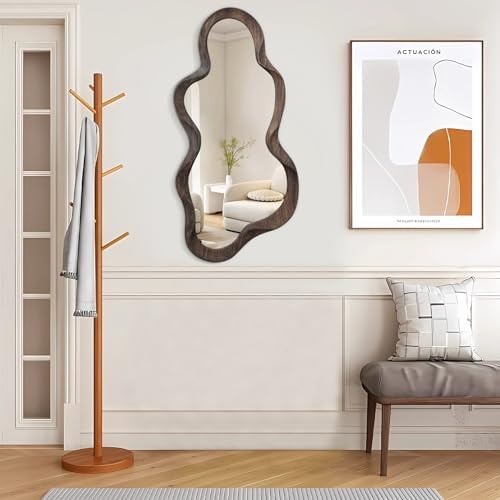 Large Asymmetrical Mirror, Wall Wood Frame Irregular Cloud Wavy Mirror - Image 4