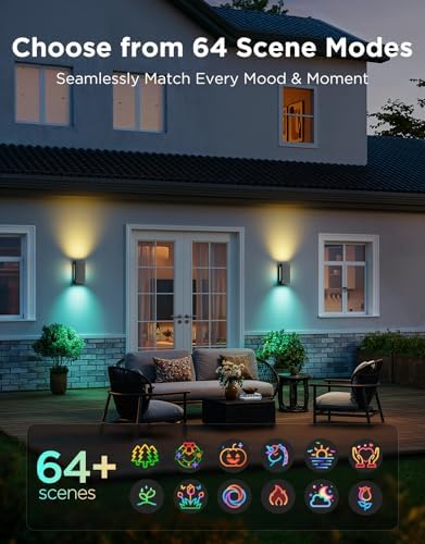 Govee Outdoor UpDown Wall Light, 2 Pack, 1200LM RGBICWW Smart Porch Lights - Image 6