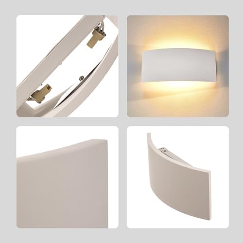 13.8" Paintable Plaster Wall Sconce Light, Modern Indoor Wall Lighting - Image 6