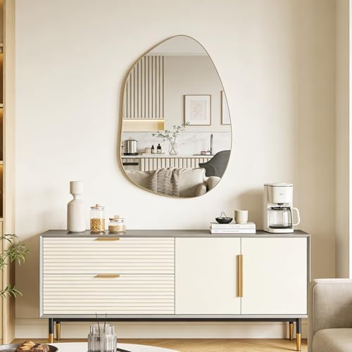 Irregular Asymmetrical Wall Mirror, 32x24 Inch Gold Mirror - Image 3