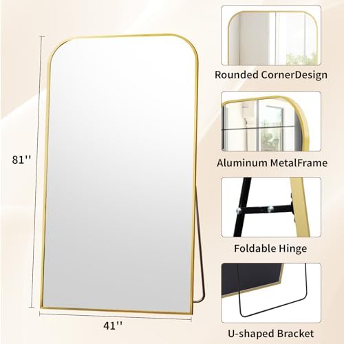Oversized Full Length Mirror 81"x41" Arched Floor Standing Mirror - Image 5