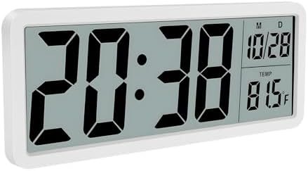 Silent Digital Wall Clock with Temperature Display, Versatile Two Power Mode by Tcwhniev
