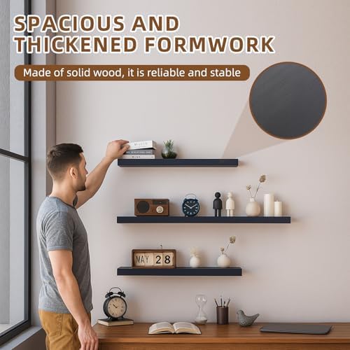 Floating Shelves for Wall, 23.6 x 6.3 Inch Rustic Display Storage Shelves - Image 6
