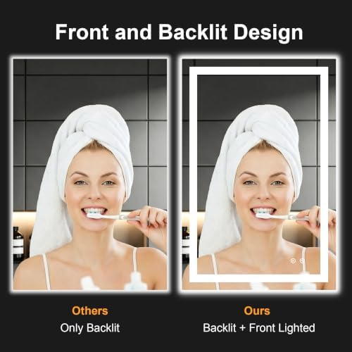 36x24 LED Bathroom Mirror with Lights, Lighted Vanity Mirror - Image 5