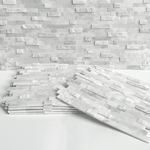 SUNWINGS 5-Sheet Peel and Stick Mosaic Natural 3D Stone Self Adhesive Marble - Image 3