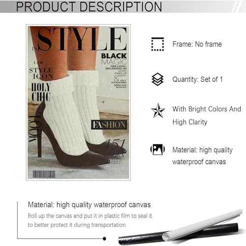 Trendy Red Boot Wall Art Funky Feminist Canvas Poster Trendy Preppy Newspaper - Image 2