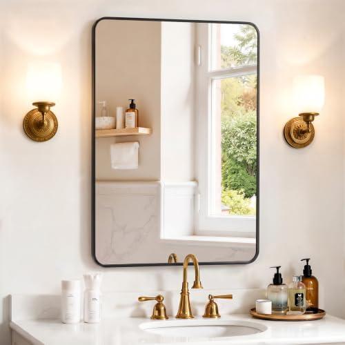 Bathroom Mirror for Wall, 36x24 Inch HD Tempered Glass Vanity Mirror by SageNest